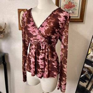 Vintage Y2K‎ INC International Concepts Mesh Babydoll Ruffle Top